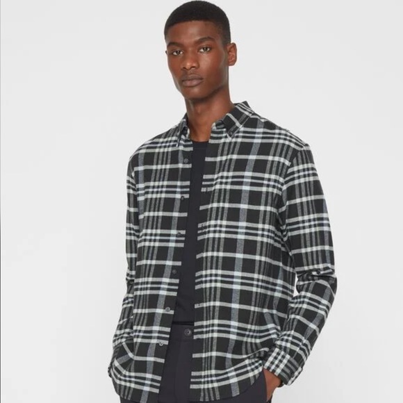 Club Monaco Long Sleeve Open Plaid Flannel Shirt - Picture 2 of 10